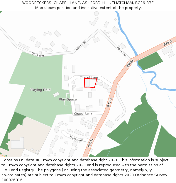 WOODPECKERS, CHAPEL LANE, ASHFORD HILL, THATCHAM, RG19 8BE: Location map and indicative extent of plot