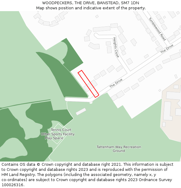 WOODPECKERS, THE DRIVE, BANSTEAD, SM7 1DN: Location map and indicative extent of plot