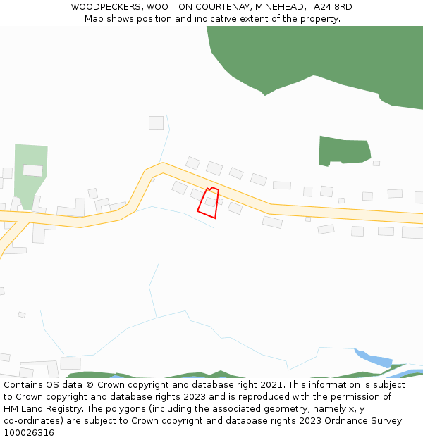 WOODPECKERS, WOOTTON COURTENAY, MINEHEAD, TA24 8RD: Location map and indicative extent of plot