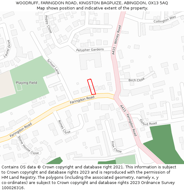 WOODRUFF, FARINGDON ROAD, KINGSTON BAGPUIZE, ABINGDON, OX13 5AQ: Location map and indicative extent of plot