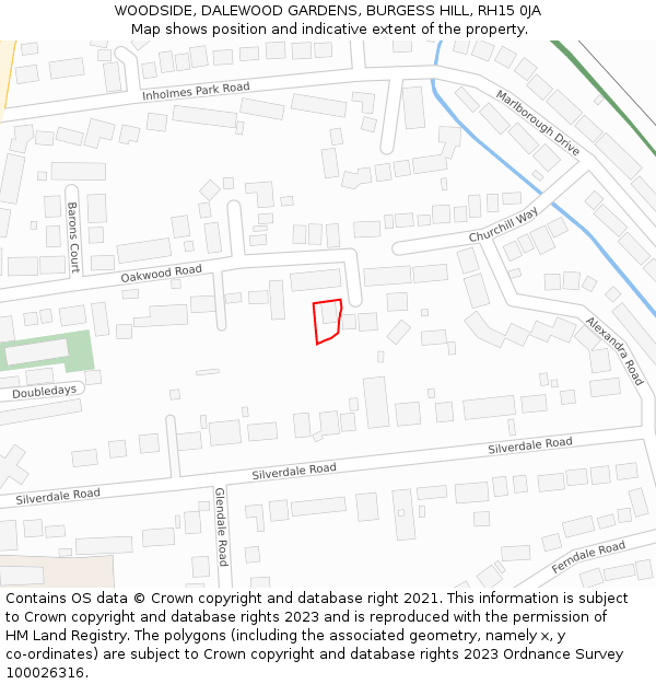 WOODSIDE, DALEWOOD GARDENS, BURGESS HILL, RH15 0JA: Location map and indicative extent of plot