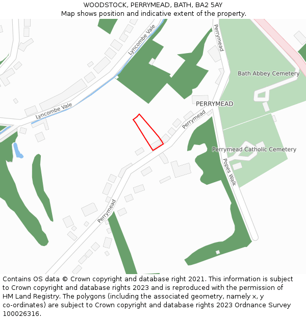 WOODSTOCK, PERRYMEAD, BATH, BA2 5AY: Location map and indicative extent of plot