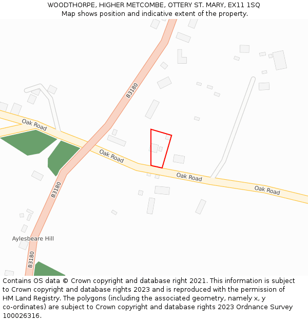 WOODTHORPE, HIGHER METCOMBE, OTTERY ST. MARY, EX11 1SQ: Location map and indicative extent of plot
