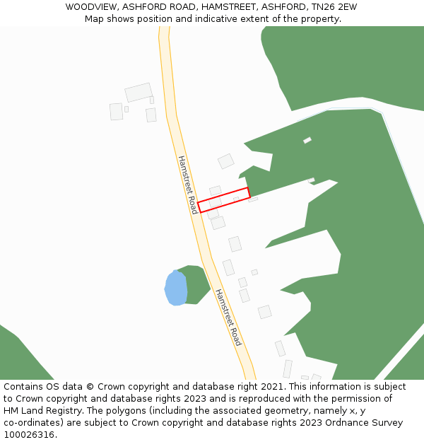 WOODVIEW, ASHFORD ROAD, HAMSTREET, ASHFORD, TN26 2EW: Location map and indicative extent of plot