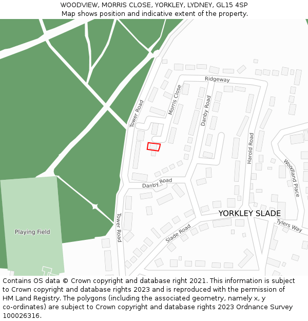 WOODVIEW, MORRIS CLOSE, YORKLEY, LYDNEY, GL15 4SP: Location map and indicative extent of plot