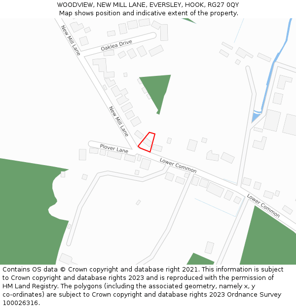 WOODVIEW, NEW MILL LANE, EVERSLEY, HOOK, RG27 0QY: Location map and indicative extent of plot