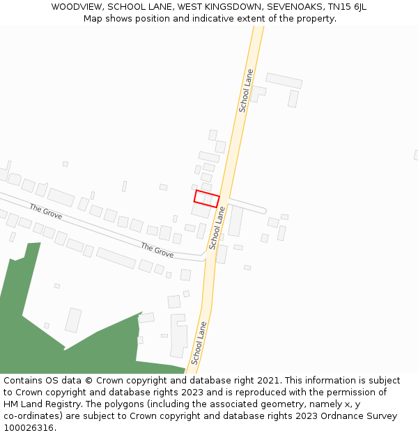 WOODVIEW, SCHOOL LANE, WEST KINGSDOWN, SEVENOAKS, TN15 6JL: Location map and indicative extent of plot