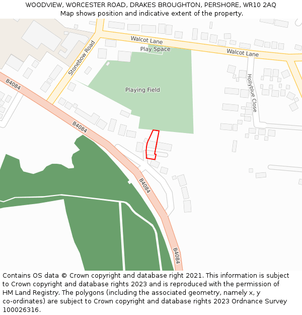 WOODVIEW, WORCESTER ROAD, DRAKES BROUGHTON, PERSHORE, WR10 2AQ: Location map and indicative extent of plot