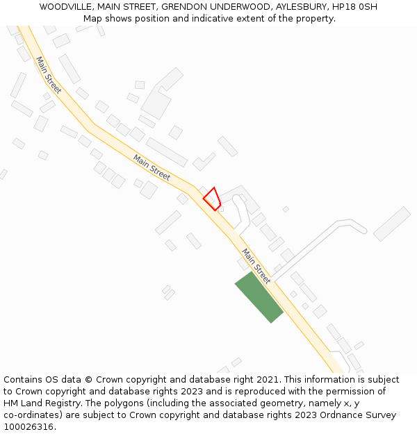 WOODVILLE, MAIN STREET, GRENDON UNDERWOOD, AYLESBURY, HP18 0SH: Location map and indicative extent of plot