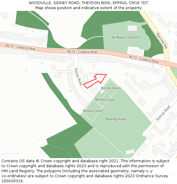 WOODVILLE, SIDNEY ROAD, THEYDON BOIS, EPPING, CM16 7DT: Location map and indicative extent of plot