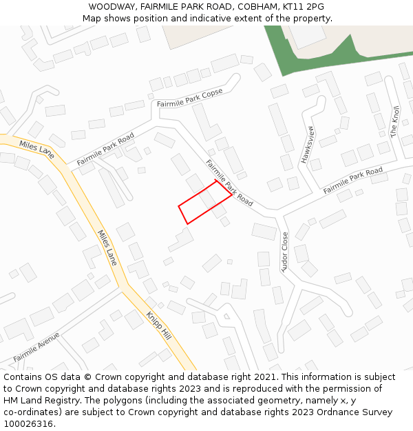 WOODWAY, FAIRMILE PARK ROAD, COBHAM, KT11 2PG: Location map and indicative extent of plot