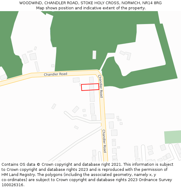 WOODWIND, CHANDLER ROAD, STOKE HOLY CROSS, NORWICH, NR14 8RG: Location map and indicative extent of plot