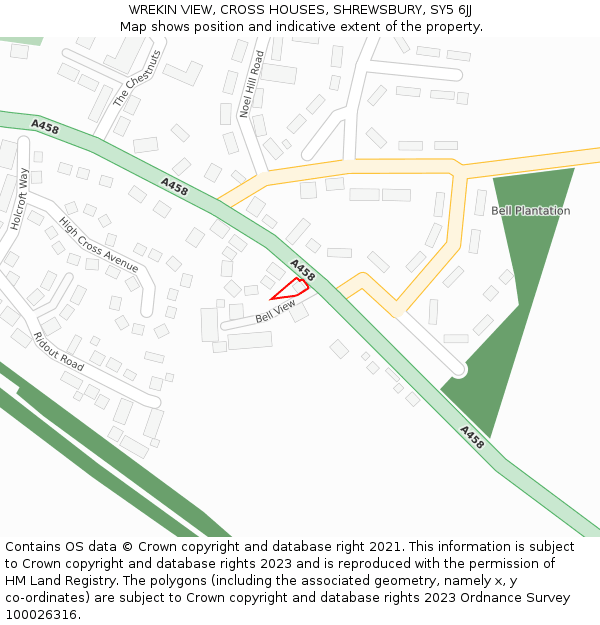 WREKIN VIEW, CROSS HOUSES, SHREWSBURY, SY5 6JJ: Location map and indicative extent of plot