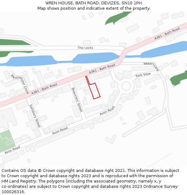 WREN HOUSE, BATH ROAD, DEVIZES, SN10 1PH: Location map and indicative extent of plot