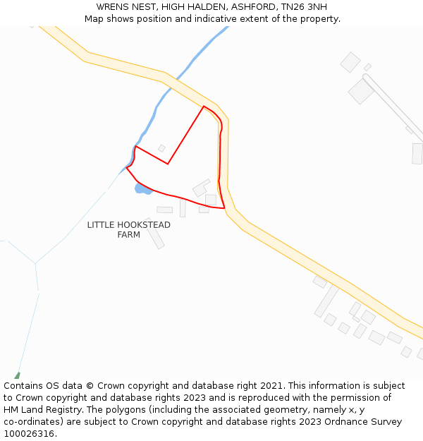 WRENS NEST, HIGH HALDEN, ASHFORD, TN26 3NH: Location map and indicative extent of plot