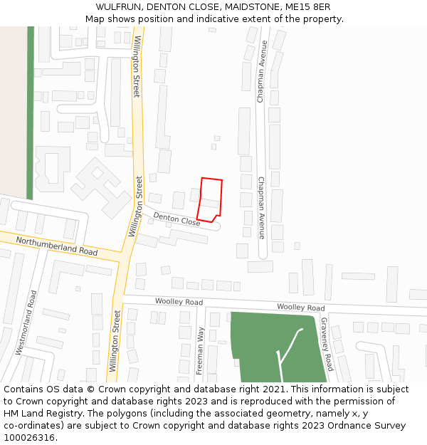 WULFRUN, DENTON CLOSE, MAIDSTONE, ME15 8ER: Location map and indicative extent of plot