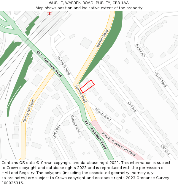 WURLIE, WARREN ROAD, PURLEY, CR8 1AA: Location map and indicative extent of plot