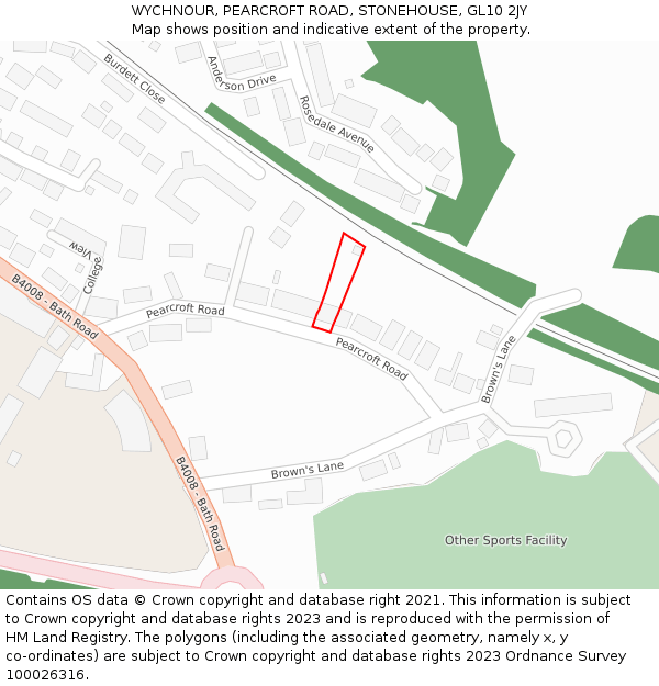 WYCHNOUR, PEARCROFT ROAD, STONEHOUSE, GL10 2JY: Location map and indicative extent of plot