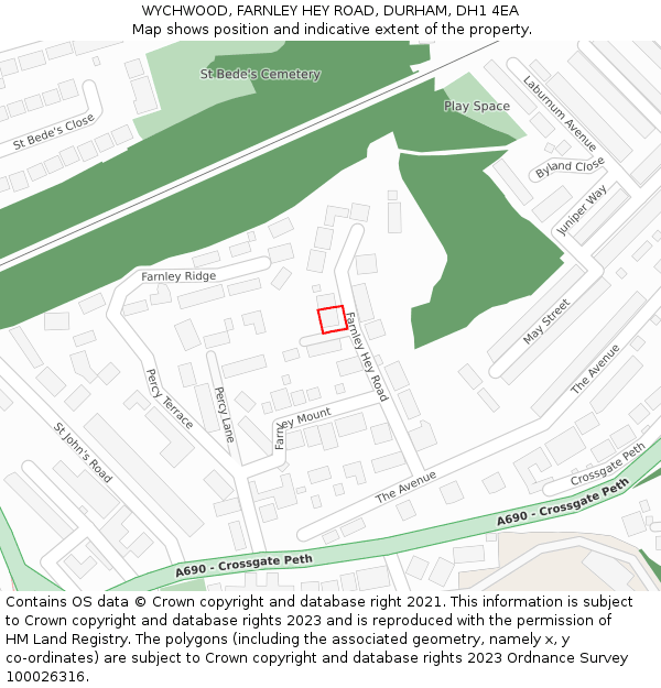 WYCHWOOD, FARNLEY HEY ROAD, DURHAM, DH1 4EA: Location map and indicative extent of plot