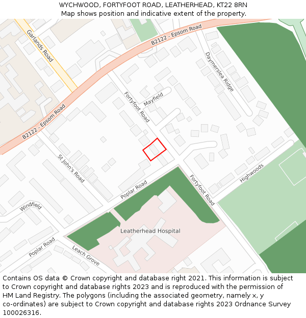 WYCHWOOD, FORTYFOOT ROAD, LEATHERHEAD, KT22 8RN: Location map and indicative extent of plot
