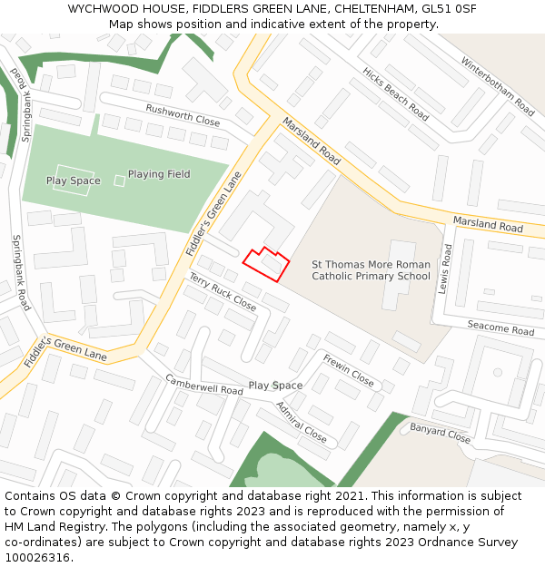 WYCHWOOD HOUSE, FIDDLERS GREEN LANE, CHELTENHAM, GL51 0SF: Location map and indicative extent of plot