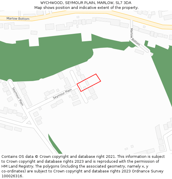 WYCHWOOD, SEYMOUR PLAIN, MARLOW, SL7 3DA: Location map and indicative extent of plot