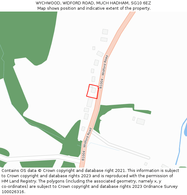 WYCHWOOD, WIDFORD ROAD, MUCH HADHAM, SG10 6EZ: Location map and indicative extent of plot