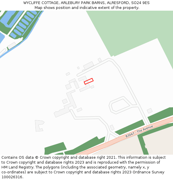 WYCLIFFE COTTAGE, ARLEBURY PARK BARNS, ALRESFORD, SO24 9ES: Location map and indicative extent of plot