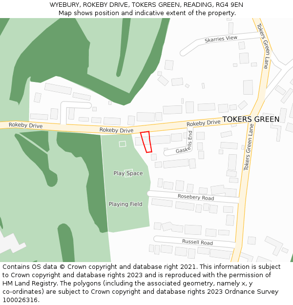 WYEBURY, ROKEBY DRIVE, TOKERS GREEN, READING, RG4 9EN: Location map and indicative extent of plot