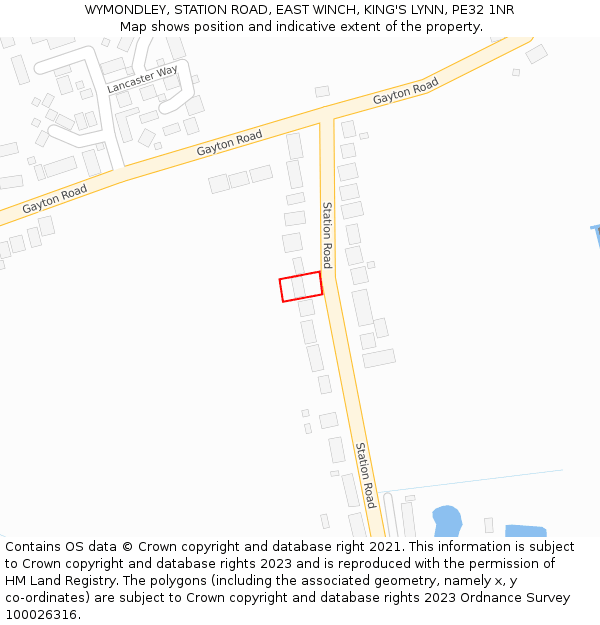 WYMONDLEY, STATION ROAD, EAST WINCH, KING'S LYNN, PE32 1NR: Location map and indicative extent of plot