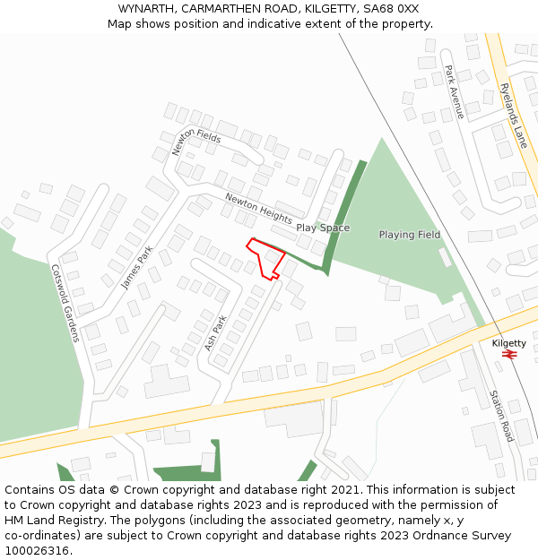 WYNARTH, CARMARTHEN ROAD, KILGETTY, SA68 0XX: Location map and indicative extent of plot