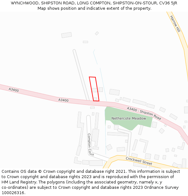 WYNCHWOOD, SHIPSTON ROAD, LONG COMPTON, SHIPSTON-ON-STOUR, CV36 5JR: Location map and indicative extent of plot