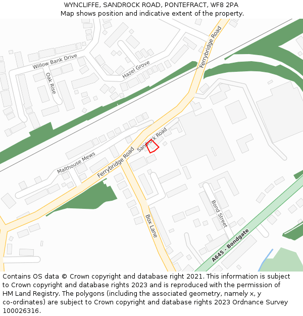 WYNCLIFFE, SANDROCK ROAD, PONTEFRACT, WF8 2PA: Location map and indicative extent of plot