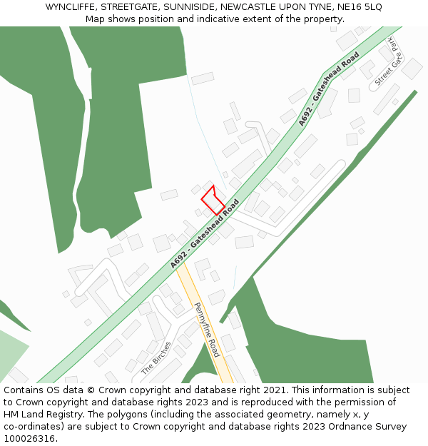 WYNCLIFFE, STREETGATE, SUNNISIDE, NEWCASTLE UPON TYNE, NE16 5LQ: Location map and indicative extent of plot