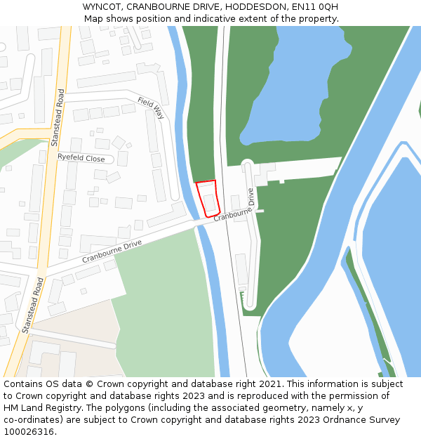 WYNCOT, CRANBOURNE DRIVE, HODDESDON, EN11 0QH: Location map and indicative extent of plot