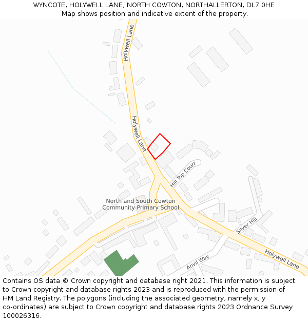 WYNCOTE, HOLYWELL LANE, NORTH COWTON, NORTHALLERTON, DL7 0HE: Location map and indicative extent of plot