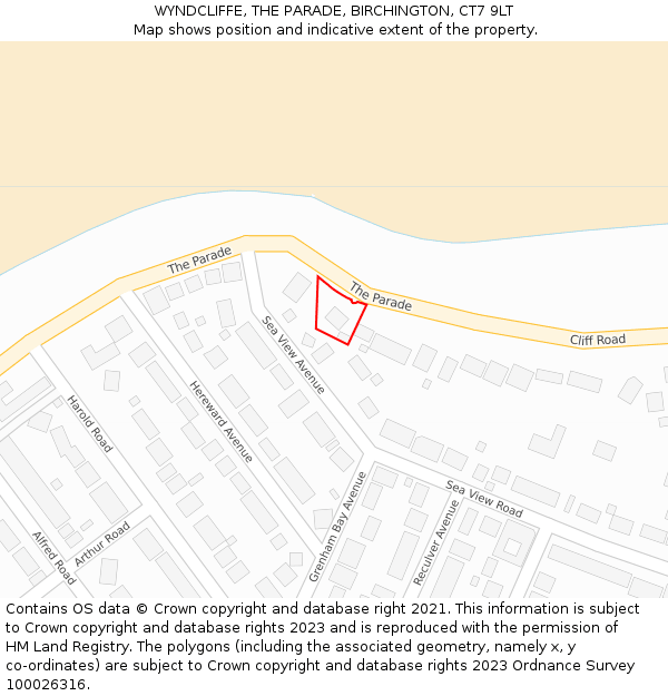 WYNDCLIFFE, THE PARADE, BIRCHINGTON, CT7 9LT: Location map and indicative extent of plot