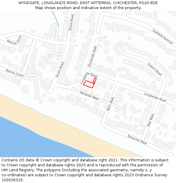 WYNDGATE, LONGLANDS ROAD, EAST WITTERING, CHICHESTER, PO20 8DE: Location map and indicative extent of plot