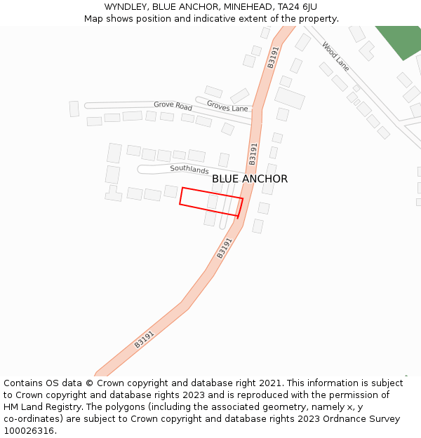 WYNDLEY, BLUE ANCHOR, MINEHEAD, TA24 6JU: Location map and indicative extent of plot