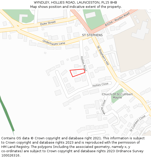 WYNDLEY, HOLLIES ROAD, LAUNCESTON, PL15 8HB: Location map and indicative extent of plot