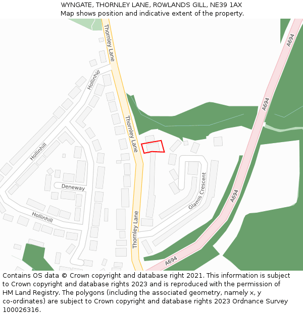 WYNGATE, THORNLEY LANE, ROWLANDS GILL, NE39 1AX: Location map and indicative extent of plot