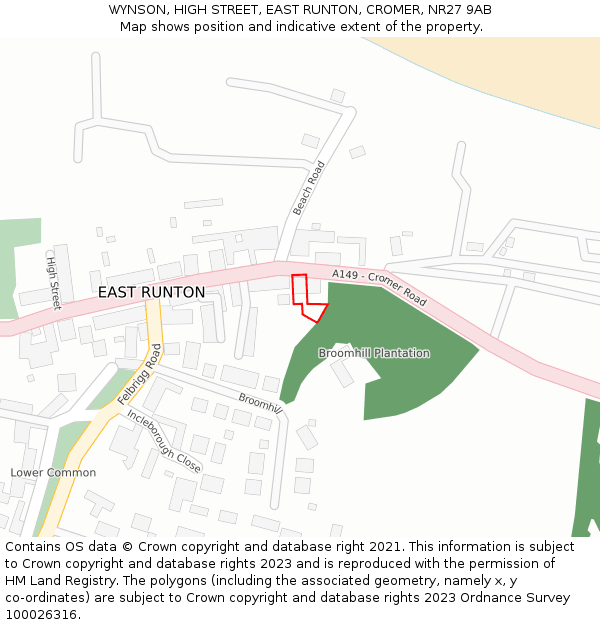 WYNSON, HIGH STREET, EAST RUNTON, CROMER, NR27 9AB: Location map and indicative extent of plot