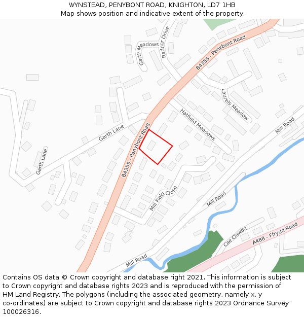 WYNSTEAD, PENYBONT ROAD, KNIGHTON, LD7 1HB: Location map and indicative extent of plot