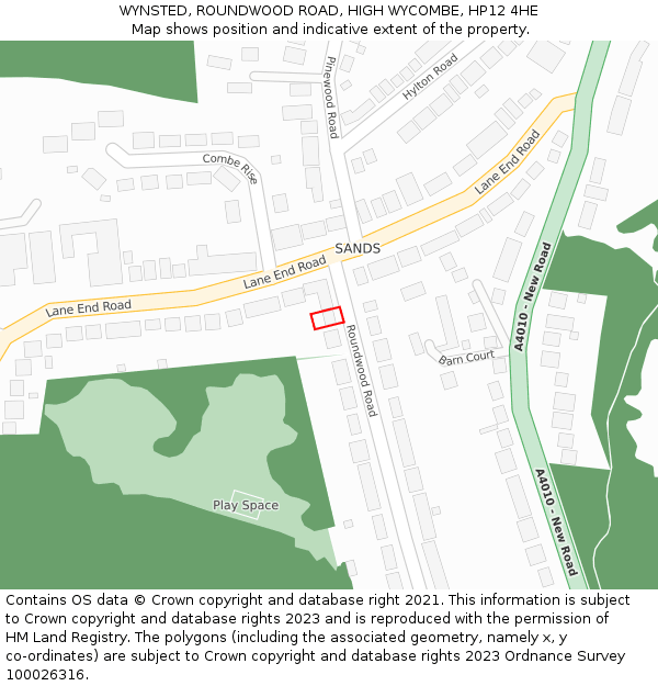 WYNSTED, ROUNDWOOD ROAD, HIGH WYCOMBE, HP12 4HE: Location map and indicative extent of plot