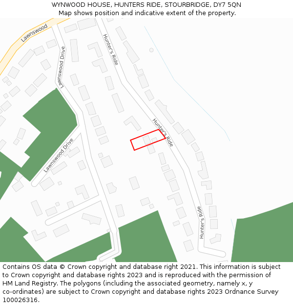 WYNWOOD HOUSE, HUNTERS RIDE, STOURBRIDGE, DY7 5QN: Location map and indicative extent of plot