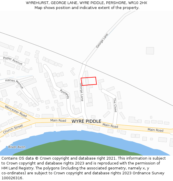 WYREHURST, GEORGE LANE, WYRE PIDDLE, PERSHORE, WR10 2HX: Location map and indicative extent of plot