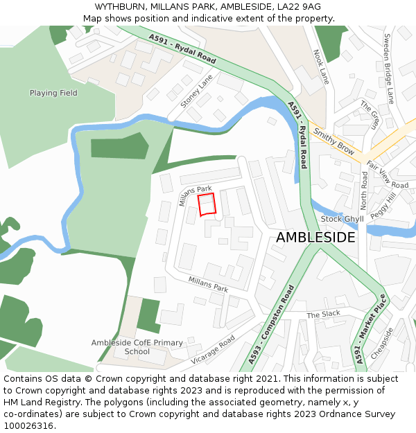 WYTHBURN, MILLANS PARK, AMBLESIDE, LA22 9AG: Location map and indicative extent of plot