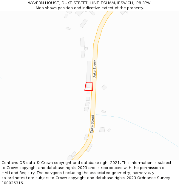 WYVERN HOUSE, DUKE STREET, HINTLESHAM, IPSWICH, IP8 3PW: Location map and indicative extent of plot