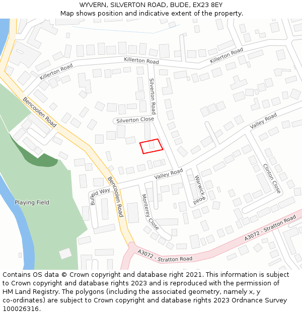WYVERN, SILVERTON ROAD, BUDE, EX23 8EY: Location map and indicative extent of plot