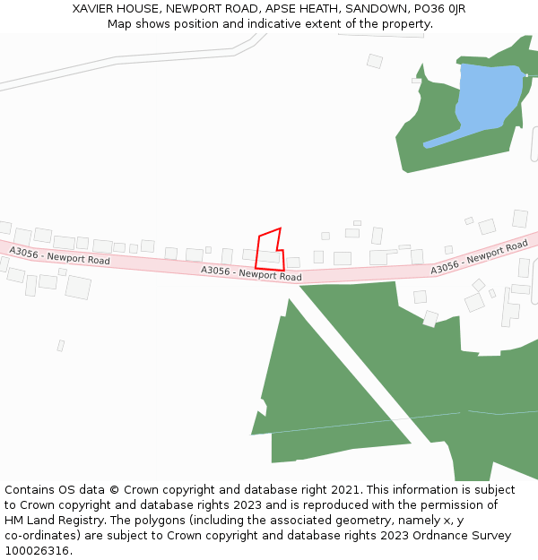 XAVIER HOUSE, NEWPORT ROAD, APSE HEATH, SANDOWN, PO36 0JR: Location map and indicative extent of plot